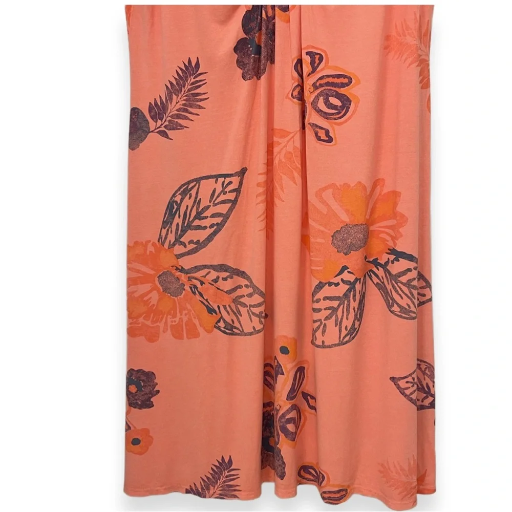 Fresh Produce Short Sleeve Coral V Neck  A-Line Floral Emma Dress Sz 1X - Picture 3 of 6